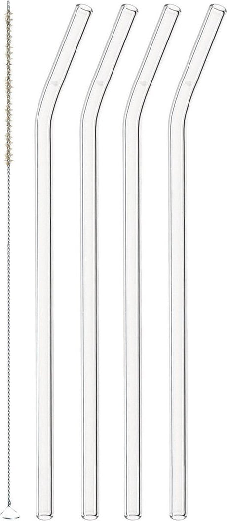 Leonardo Ciao Glasstrohhalme mit Knick - 4er Set + Bürste