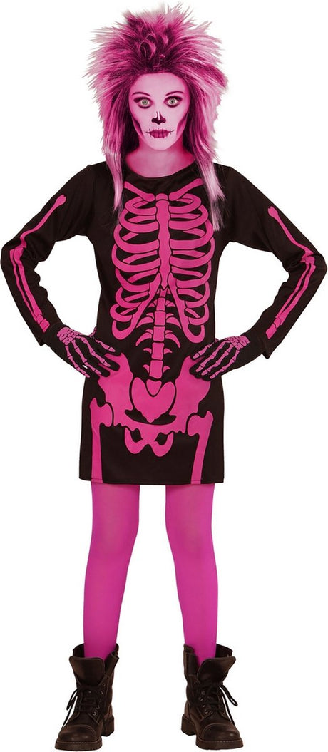 Widmann Skelettkleid rosa Kind - Größenauswahl: Größe 140