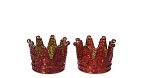 Theelichthouder glas rood 2ass d7,5 h5cm