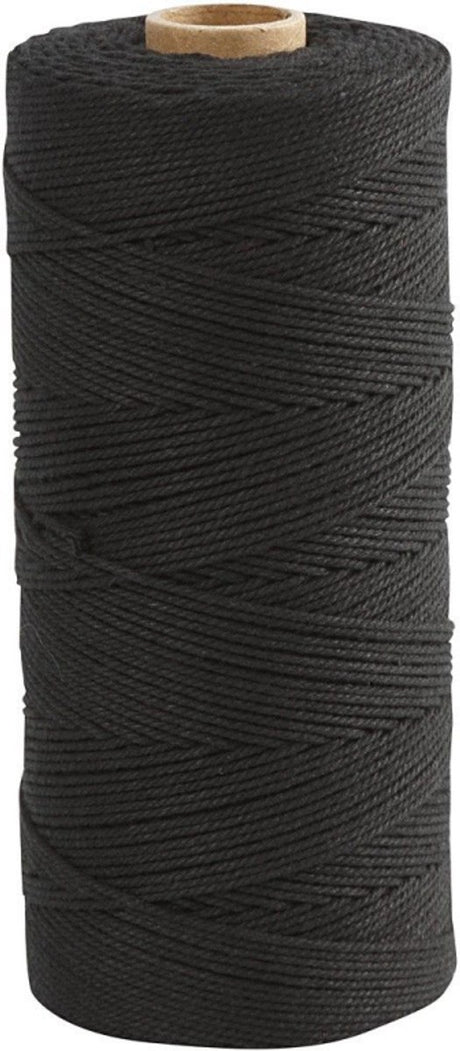 Creativ Company Makrameeschnur, L: 315 m, Stärke 1 mm, dünne Qualität 12 12, schwarz, 220 gr 1 Knäuel