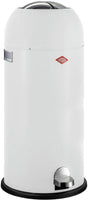 Wesco Kickmaster Maxi-Abfallbehälter | Treteimer | 40 Liter | Metall - mattweiß | Mülleimer - hergestellt in Deutschland
