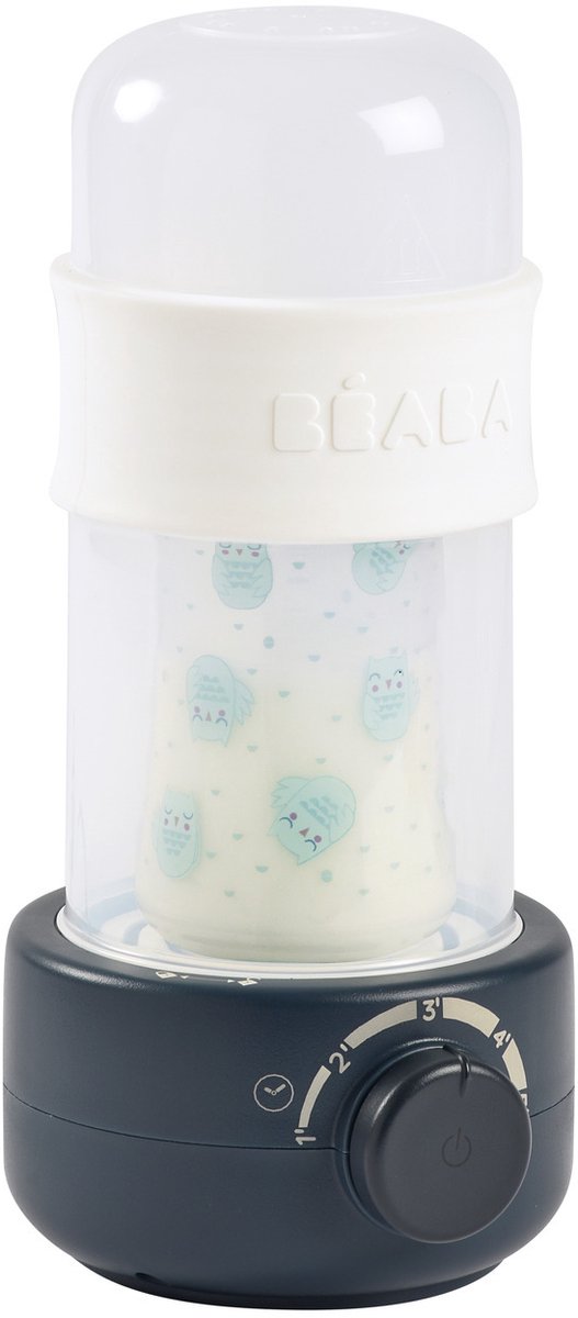 Béaba Zweitflaschenwärmer für Babymilch – kompakter Flaschenwärmer und Sterilisator für unterwegs – Flasche in 2 Minuten erwärmt und Babynahrung in 5 – präziser Timer – isolierte Zone gegen Verbrennungen – blau