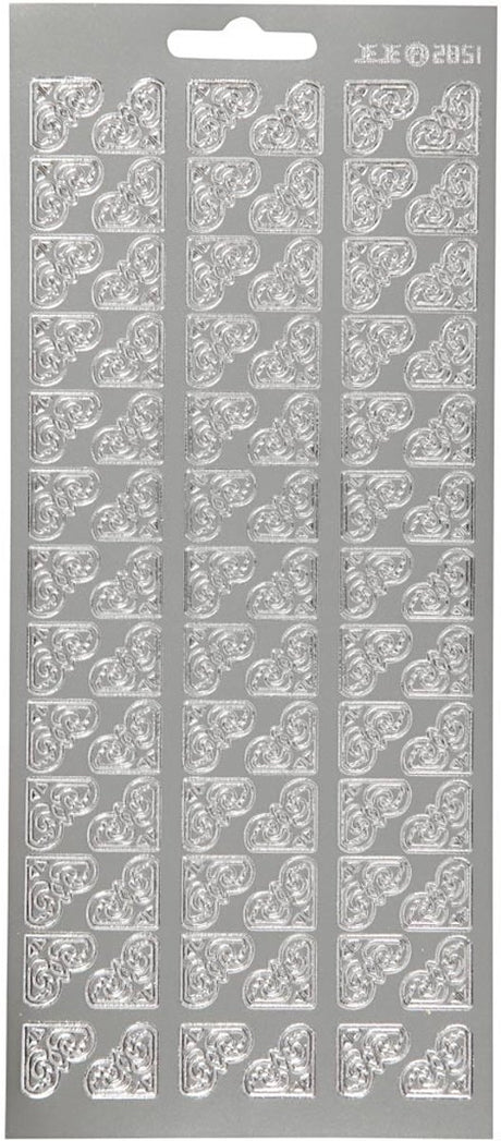 Creativ Firmenaufkleber, Ecken, Bogen 10x23 cm, silber, 1 Bogen