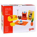 Goki Puppenhausmöbel: Modernes Wohnzimmer 24-teilig (inkl. Zubehör, exkl.