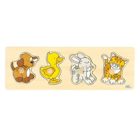 Goki Holz-Studpuzzle Hund Ente Hase Katze