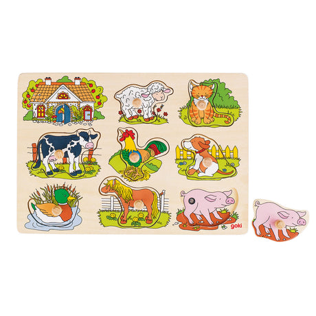 Goki Stollenpuzzle Bauernhoftiere mit Sound