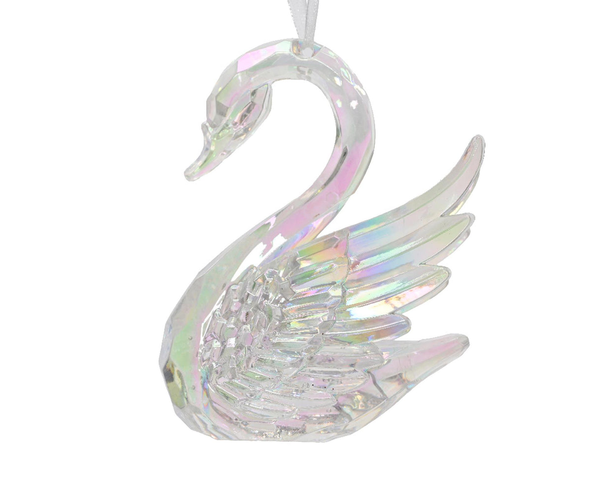 Decoris Weihnachtsanhänger Schwan irisierend 10cm