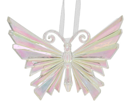 Decoris Weihnachtsanhänger Schmetterling aus Kunststoff irisierend