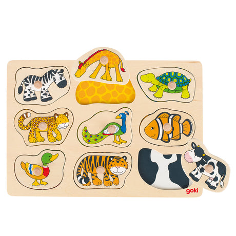 Goki Holz-Tier-Studenpuzzle, 9-tlg.