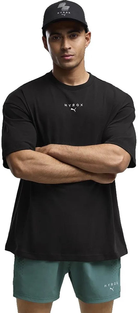 Puma x hyrox lifestyle t-shirt met korte mouwen zwart s man