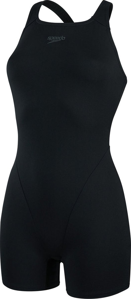 Speedo Endurance+ Legsuit Damen Sport-Badeanzug – Damen-Badeanzug mit Beinen – chlorbeständiger Badeanzug Damen – farbechter Sport-Badeanzug Damen – Schwarz – 40