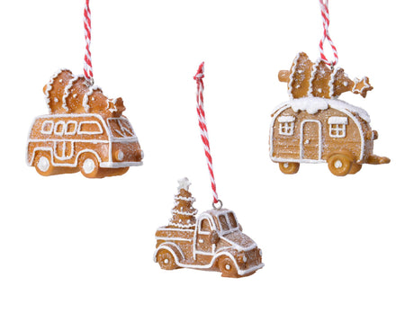 Decoris Weihnachtsanhänger Fahrzeug mit Weihnachtsbaum aus Poly