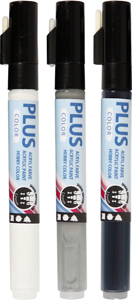 Creotime Marker-Set plus Farbe 1-2 mm gebrochenes Weiß-Schwarz-Grau