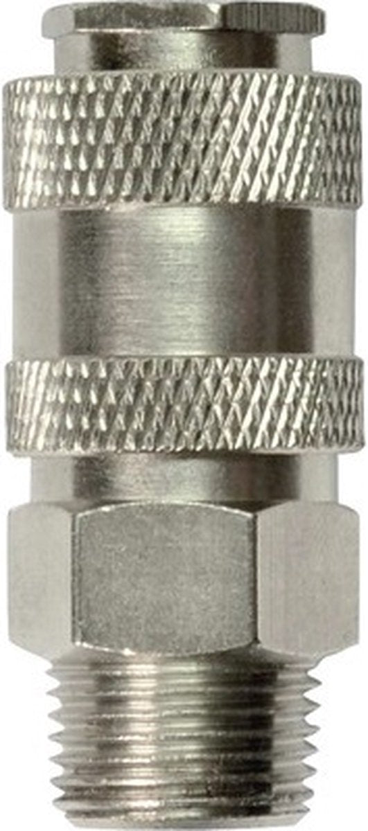Stanley snelkoppeling 3 8 inch male - luchtslangkoppeling met schroefdraad - universeel toepasbaar - europese snelkoppeling - compressor accessoire - fitting voor pneumatisch gereedschap