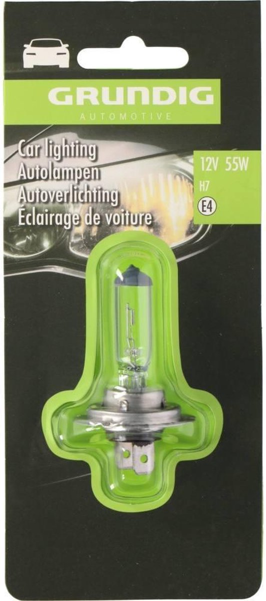 Grundig Autolampe H7 12V 55W E4 - Halogenlampe für das Auto - schnelle und einfache Installation - für verschiedene Automodelle geeignet - universell einsetzbar - transparente Farbe