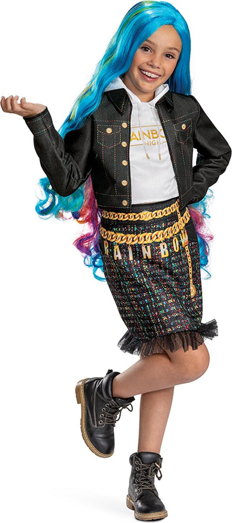 Verkleidung Rainbow High (MGA), Amaya-Kostüm klassisch, Größe M (7–8 Jahre), Mädchen