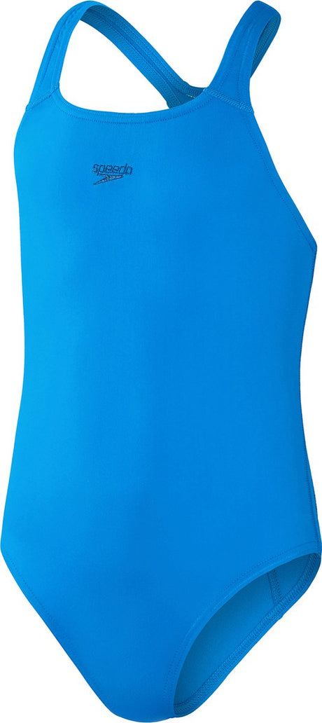 Speedo Endurance+ Medalist Mädchen Sport-Badeanzug – farbechter Badeanzug Mädchen – chlorbeständiger Badeanzug Mädchen – Sport-Badeanzug Kinder mit Medalist-Rücken – blau – Größe 176