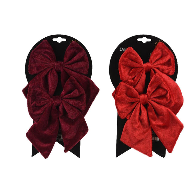 Decoris strik rood bordeaux set van 2 14x17cm 2 assorti
