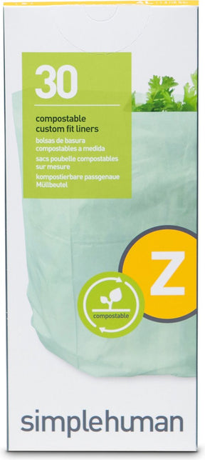 Ttp Concepts Simplehuman Code Z kompostierbare Abfallbeutel – 4 Liter – 30 Stück – mit Kordelzug – grün