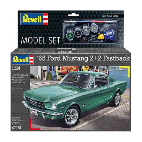 Revell Modellbausatz - 1965 Ford Mustang 2+2 Fastback 1:24 - 82-tlg. - inkl. Grundfarben