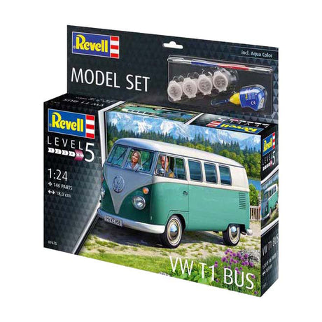 Revell Modellbausatz - VW T1 Bus 1:24 - 146-tlg. - inkl. Grundfarben