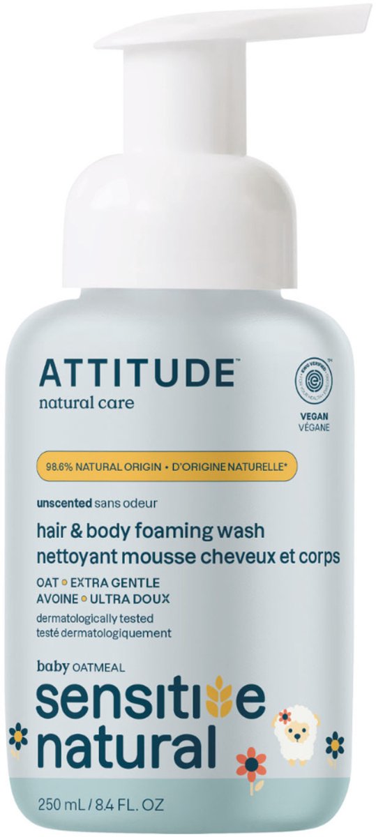 Attitude - sensitive skin care baby hair body foaming wash
