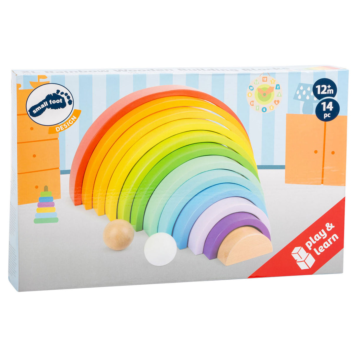 Kleine Fußhölzerbausteine Regenbogen xl, 14dlg.
