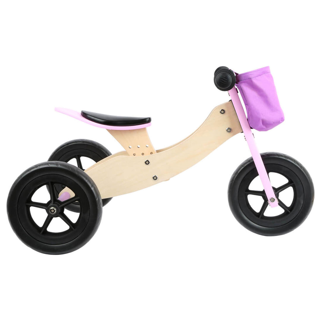 Kleiner Fuß - Holzdreirad und Balance Bike 2in1 Maxi Pink
