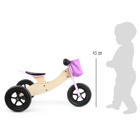 Kleiner Fuß - Holzdreirad und Balance Bike 2in1 Maxi Pink