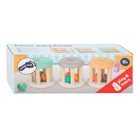 Small Foot - Holz-Babyratsche Pastell, 3-tlg.