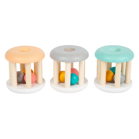 Small Foot - Holz-Babyratsche Pastell, 3-tlg.
