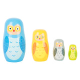 Kleine Fußhölzernmatryoshka -Puppen -Owls -Familie