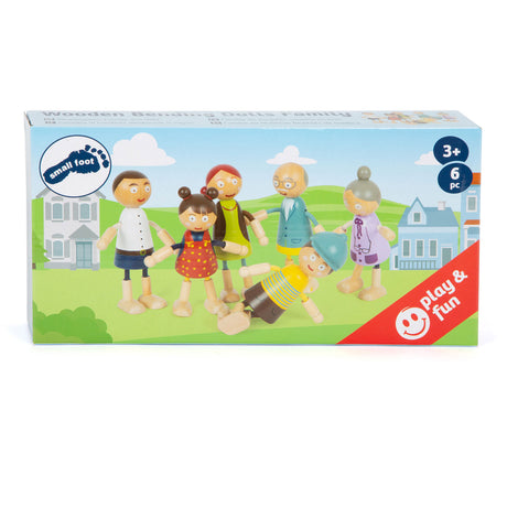 Kleiner Fuß - Holzpuppenhaus Familie biegbar, 6-tlg.