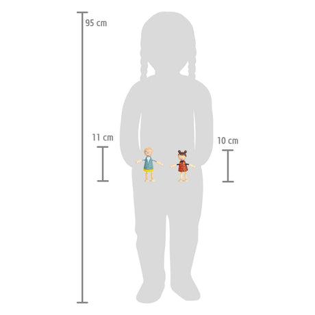 Kleiner Fuß - Holzpuppenhaus Familie biegbar, 6-tlg.