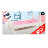Small Foot Puppenbett aus Holz mit Bettwäsche 50 cm weiß rosa
