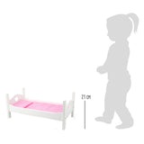 Small Foot Puppenbett aus Holz mit Bettwäsche 50 cm weiß rosa