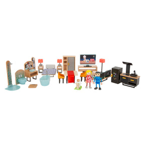 Small Foot - Puppenhausmöbel aus Holz, modernes Komplettset, 31-teilig.