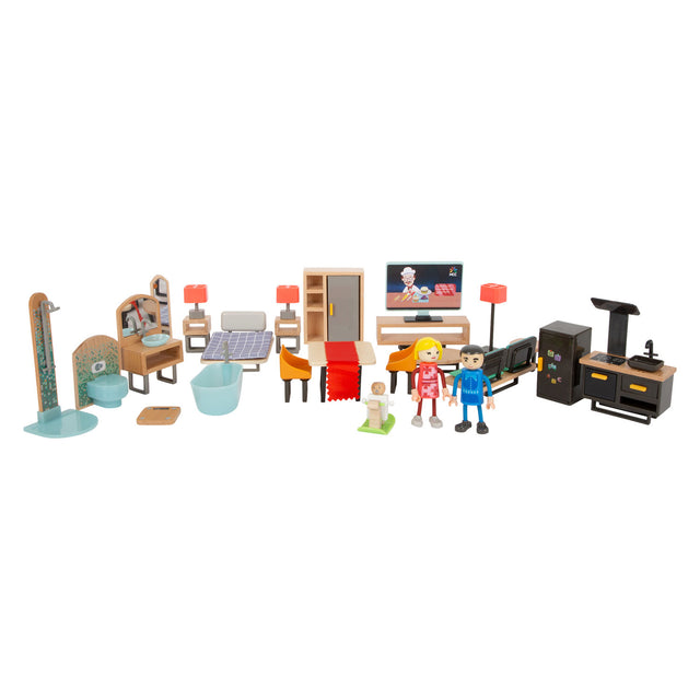 Small Foot - Puppenhausmöbel aus Holz, modernes Komplettset, 31-teilig.