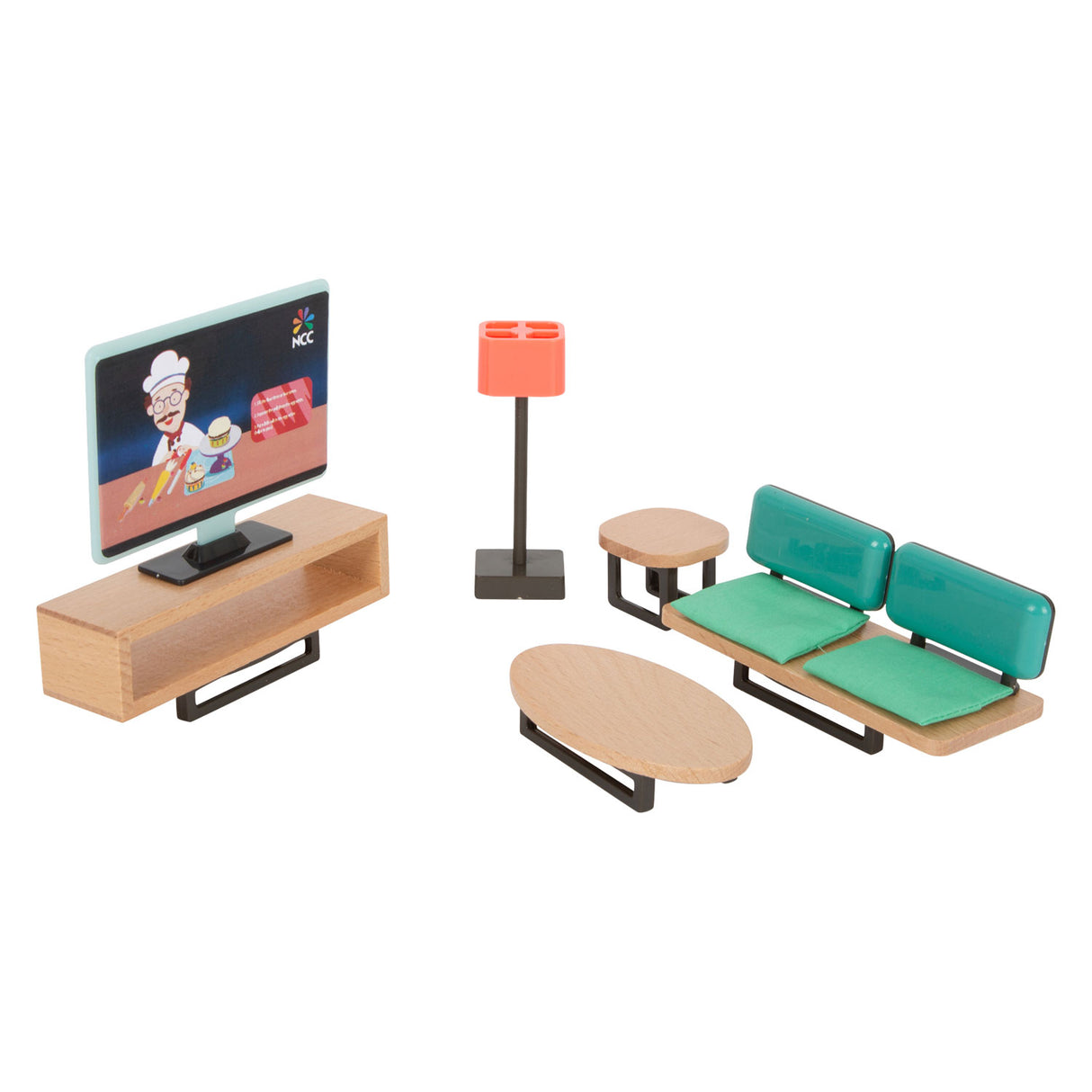 Small Foot - Puppenhausmöbel aus Holz, modernes Komplettset, 31-teilig.