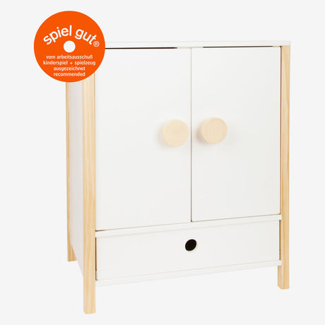 Small Foot - Puppengarderobe aus Holz, kleiner Knopf mit Kleiderbügeln, 3-teilig.