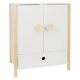 Kleiner Fußholz -Puppengarderobe kleiner Knopf mit Kleiderbügeln, 3dlg.