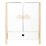 Kleiner Fußholz -Puppengarderobe kleiner Knopf mit Kleiderbügeln, 3dlg.