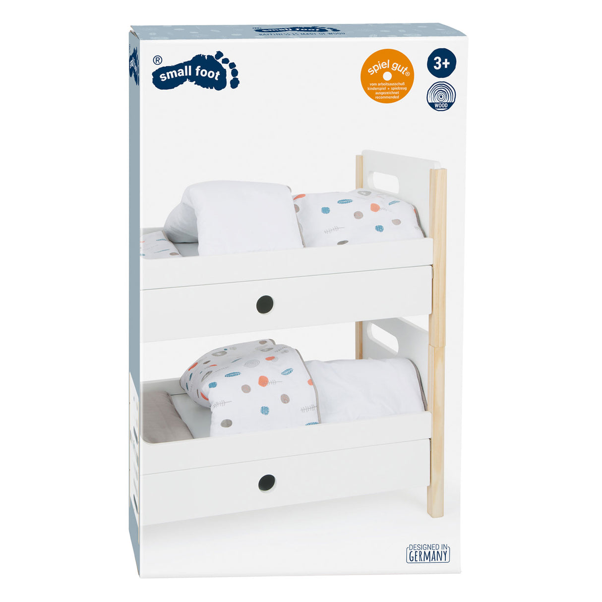 Small Foot - Puppen-Hochbett aus Holz Little Button mit Bettwäsche, 6-teilig.