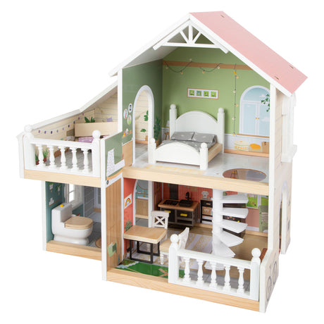 Small Foot – Stadtvilla-Puppenhaus aus Holz mit Möbeln, 9-teilig.