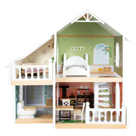 Small Foot – Stadtvilla-Puppenhaus aus Holz mit Möbeln, 9-teilig.