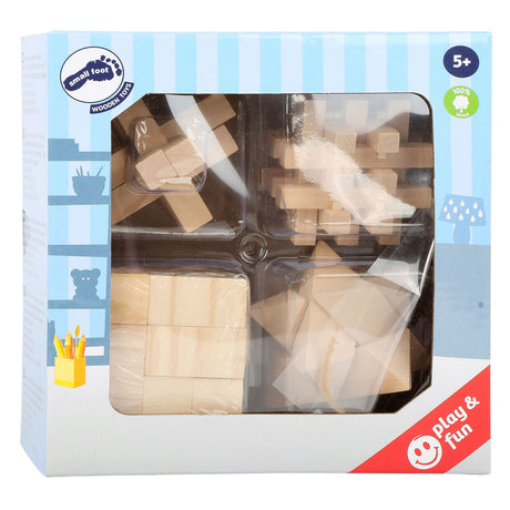 Kleiner Fuß - Holzhirnrätsel, 4 -Set von 4