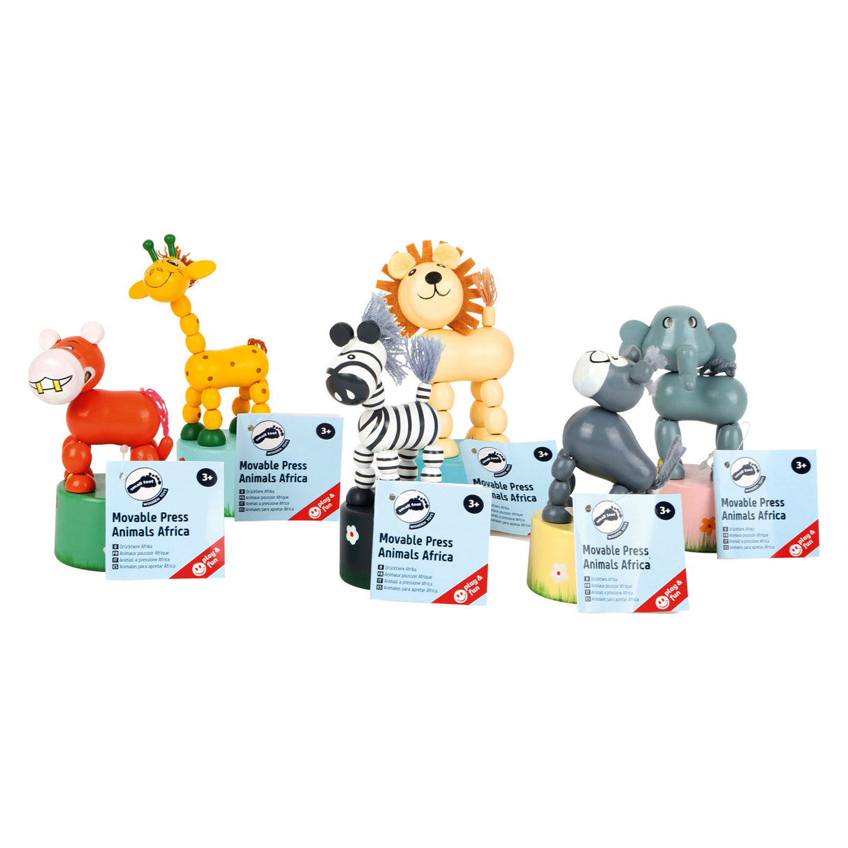 Small Foot - Holzdruckfigur Wildtiere, 6er-Set
