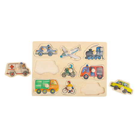 Small Foot - Holz-Studenpuzzle Stadtfahrzeuge, 9-tlg.
