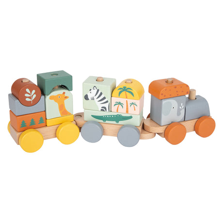 Small Foot - Holz-Stapelbausteine ​​Zug-Safari, 16-teilig.