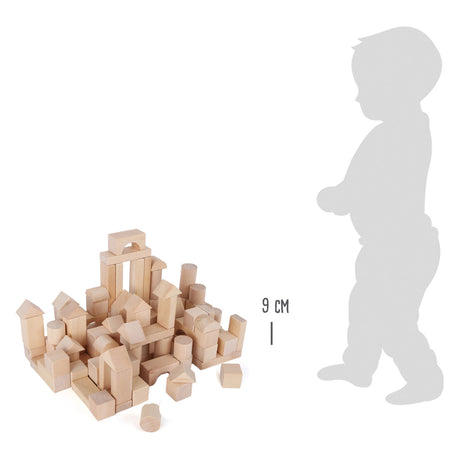 Kleiner Fuß - Holzbausteine natürlich in Tasche, 100dlg.